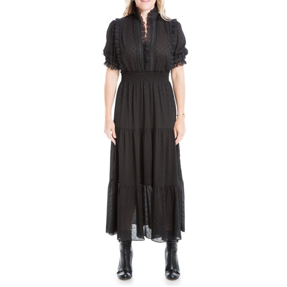 NWT Max Studio Women's Jacquard Shine Dot Maxi Dress